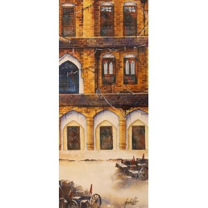 Aisha Khan, 22 x 10 Inch, Watercolor on Paper, Cityscape Painting, AC-AHK-001